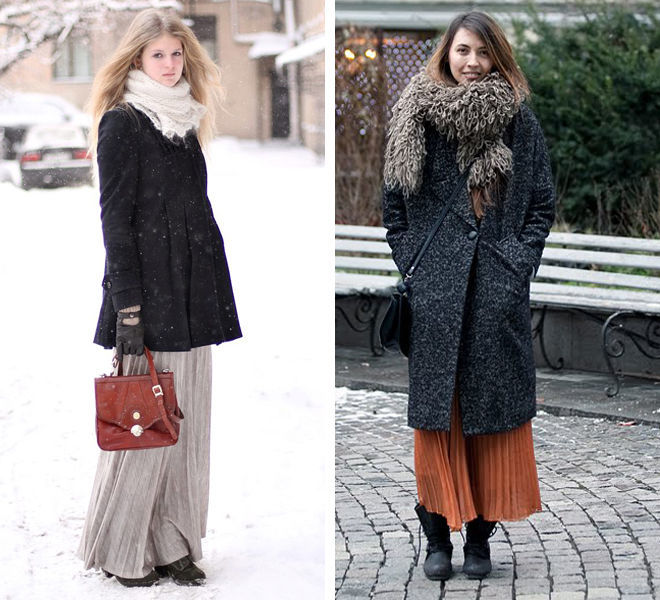Длинные юбки зимой как и с чем носить