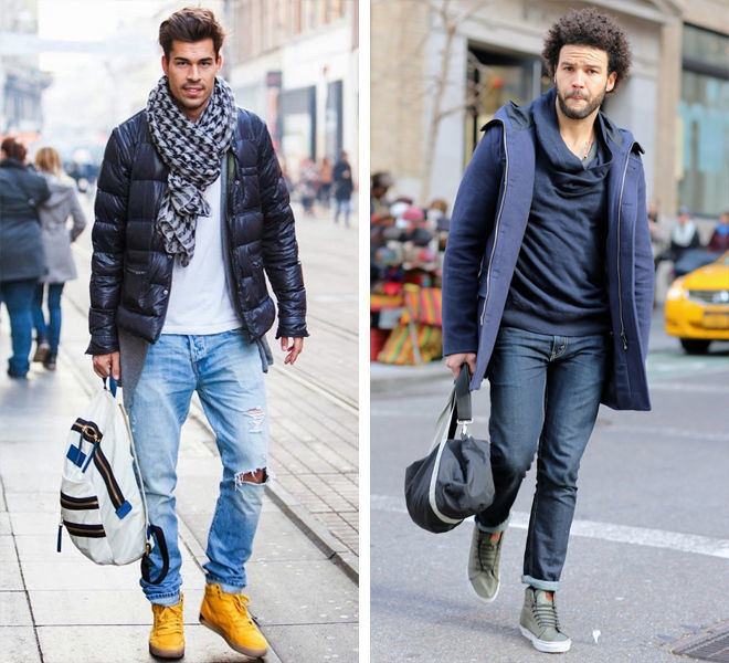 Что носить с джинсами мужчинам зимой