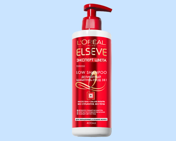 Шампунь для окрашенных и ломких волос  «Эксперт цвета» Elseve Low shampoo от L’Oreal Paris