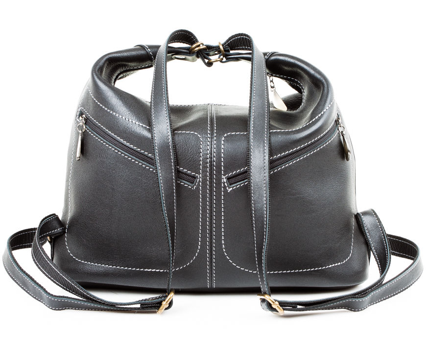 Женская кожаная сумка-рюкзак Афина, черная