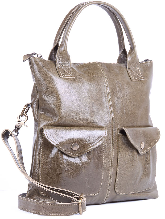 Женская кожаная сумка Амели, оливковая