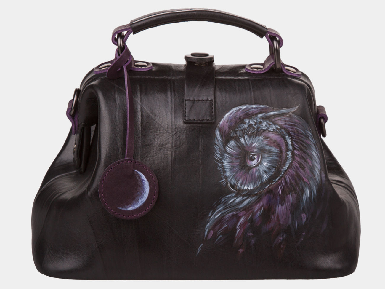 Женская кожаная сумка-саквояж «Сова»