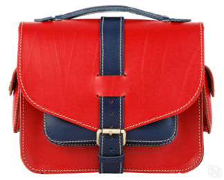 Кожаная  сумка Виктория, красная с синим