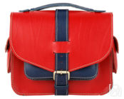 Кожаная  сумка Виктория, красная с синим