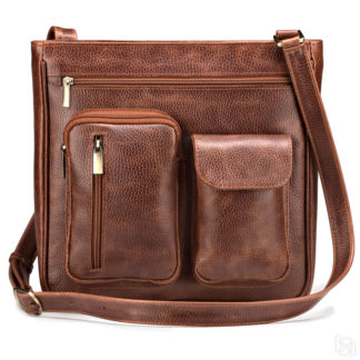Мужская кожаная сумка Боб, светло-коричневая
