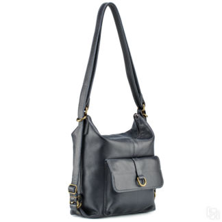 Женская кожаная сумка-рюкзак Ника, чёрная