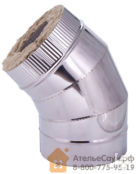 Отвод с изоляцией D140/240 мм угол 45' (нерж. 0,5/0,5 мм AISI 304 внутри)