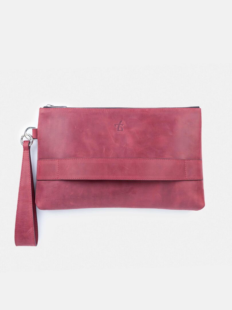 Клатч из натуральной кожи soft touch, Малина L