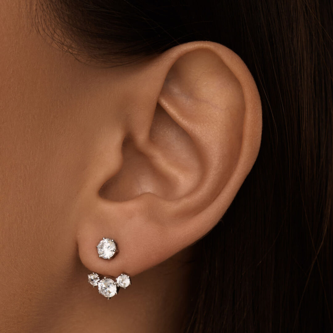 Серебряные серьги-джекеты с фианитами MIEMIESTILO   MIE