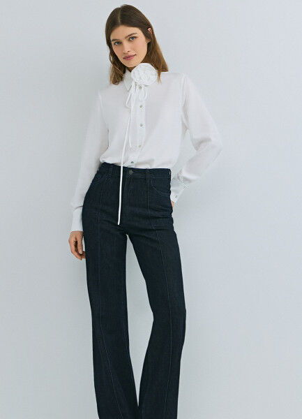 Джинсы клёш с высокой посадкой, Синий Ostin