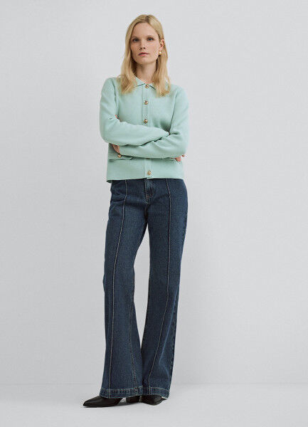 Джинсы клёш с высокой посадкой, Синий Ostin